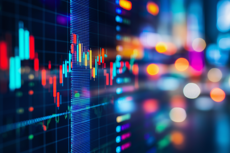 Stock market analysis with charts displaying technical indicators and market performance